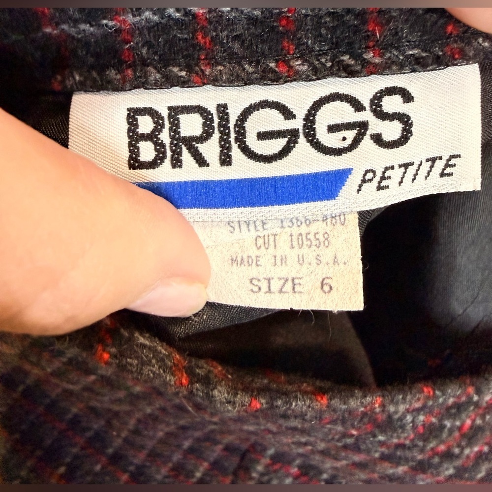 Vintage Briggs wool blend preppy classic gray red plaid high waist skirt 6P EUC - Picture 9 of 10